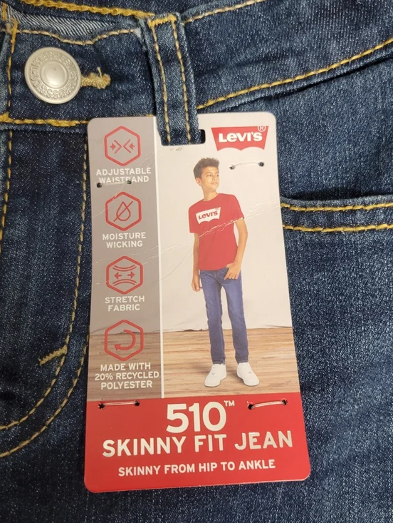 Levi's 510 NWT Skinny Fit Jeans Kids Size 4. - Picture 6 of 11